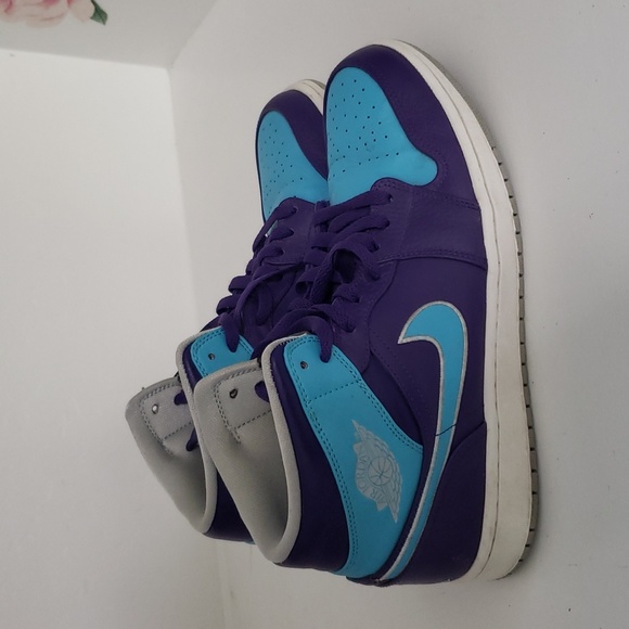 Nike Air Jordan 1 Mid Men's Basketball Shoes Shoe Blue Purple Size Mens 11 - Picture 6 of 9